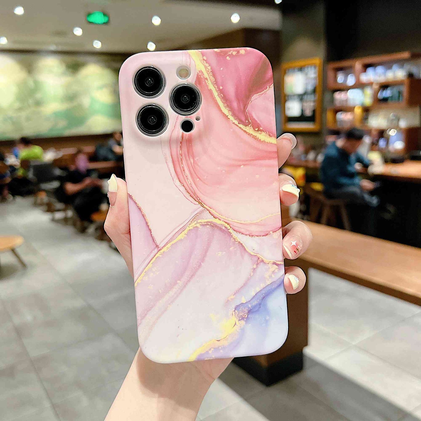 For iPhone 14 Pro IMD Marble Pattern Phone Cover Scratch Resistant Soft TPU Back Case