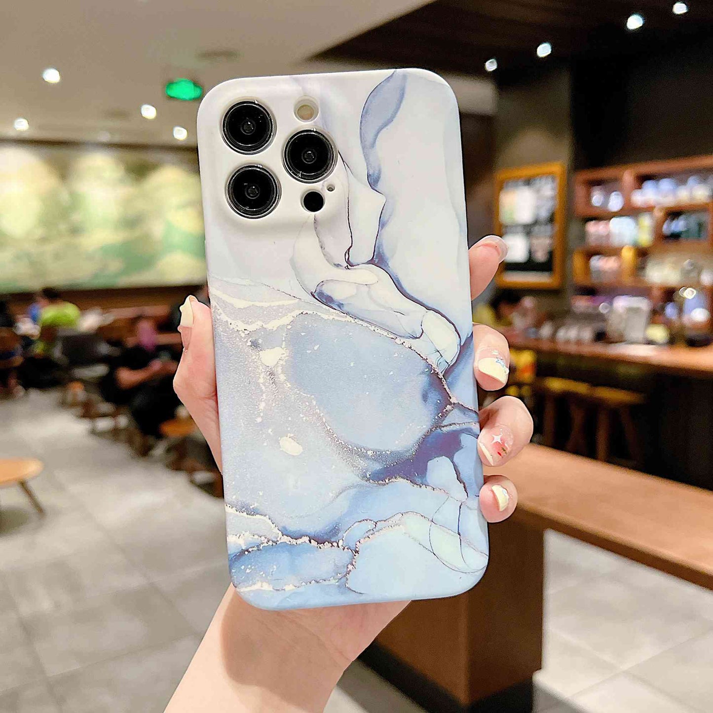 For iPhone 14 Pro IMD Marble Pattern Phone Cover Scratch Resistant Soft TPU Back Case