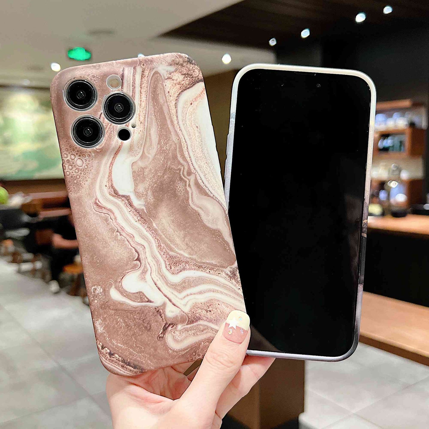 For iPhone 14 Pro IMD Marble Pattern Phone Cover Scratch Resistant Soft TPU Back Case