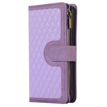For Samsung Galaxy A54 5G Zipper Pocket 9 Card Slots Leather Phone Case Rhombus Imprint Wallet Stand Cover