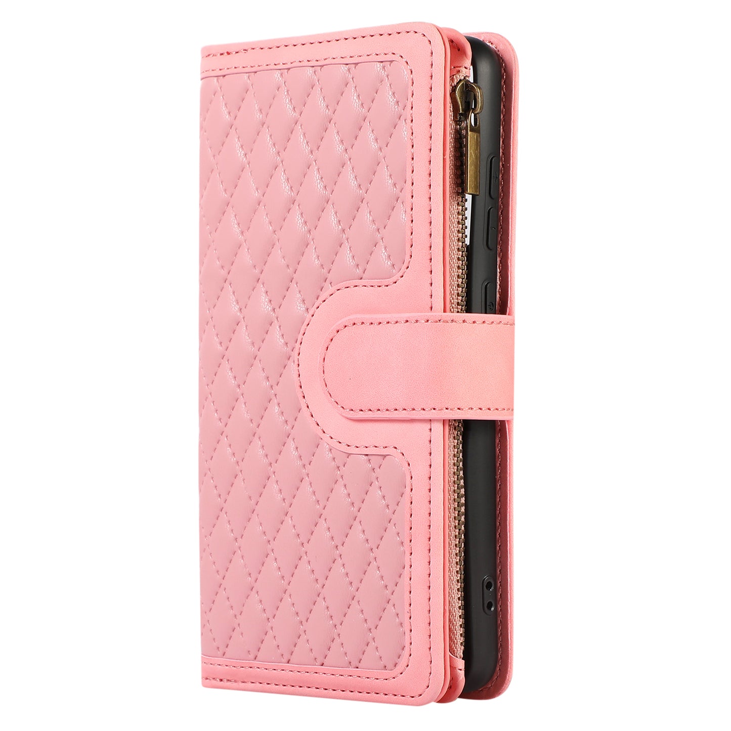 For Samsung Galaxy A13 5G / A13 4G PU Leather Zipper Pocket Wallet Shell 9 Card Slots Rhombus Imprint Stand Phone Case