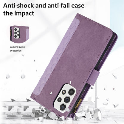 For Samsung Galaxy A23 4G / A23 5G (Global Version) Zipper Pocket Phone Case Imprinted Leather Wallet Stand Cover with 9 Card Slots