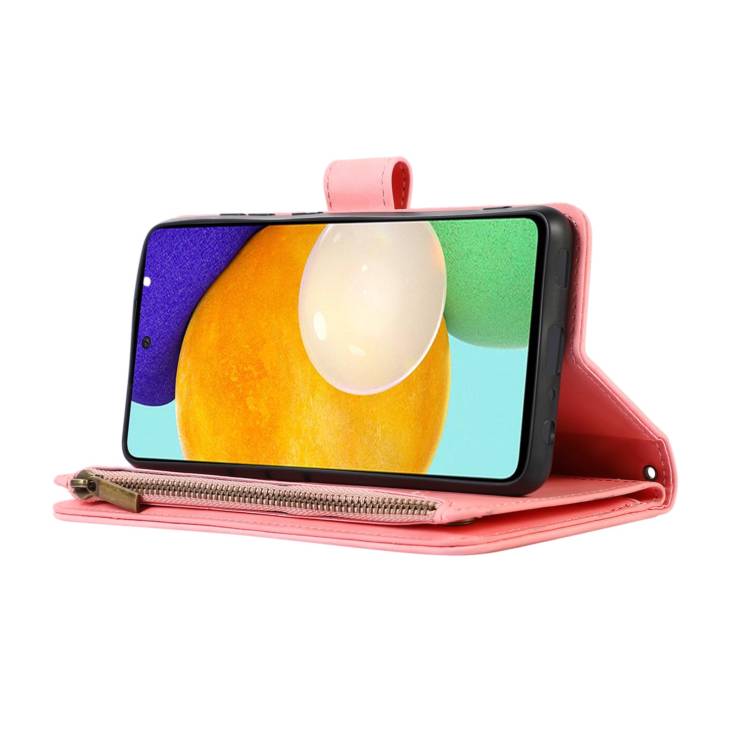 For Samsung Galaxy A23 4G / A23 5G (Global Version) Zipper Pocket Phone Case Imprinted Leather Wallet Stand Cover with 9 Card Slots