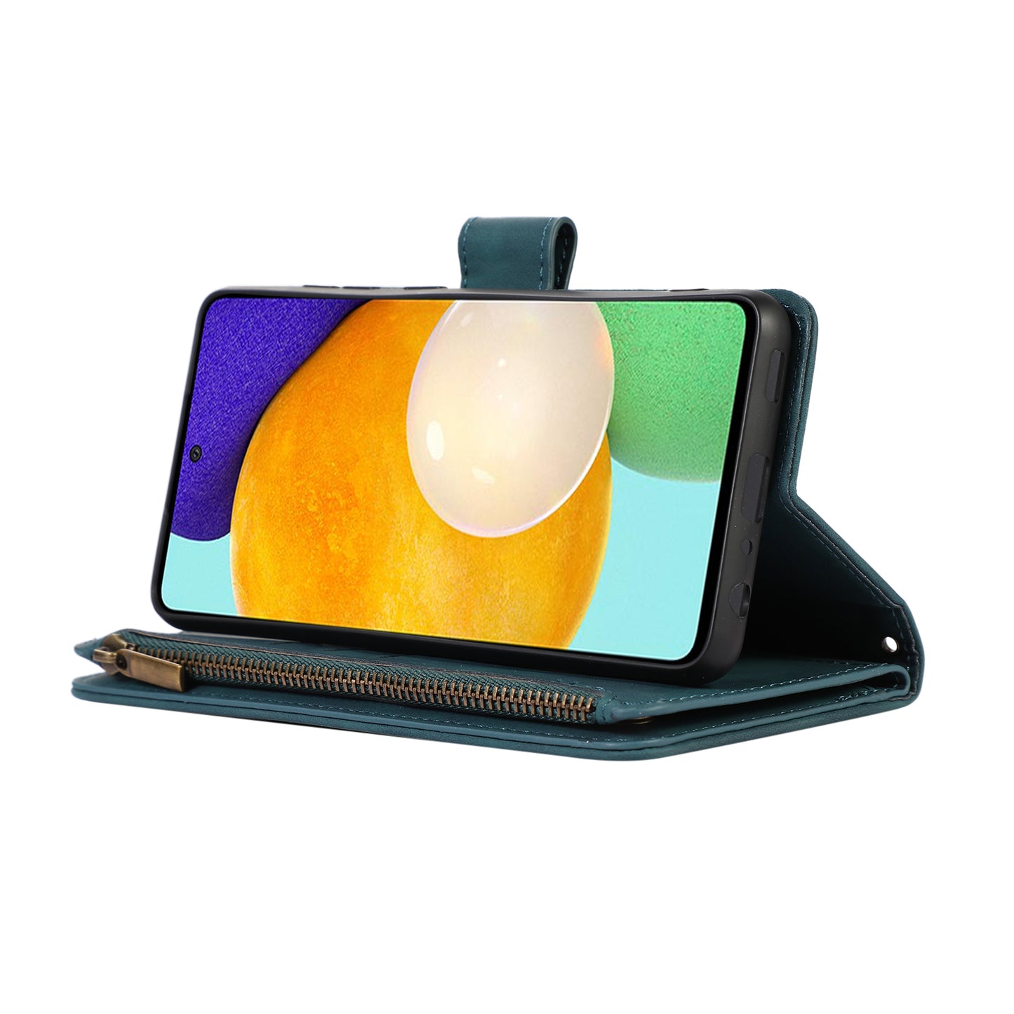 For Samsung Galaxy A32 5G / M32 5G Rhombus Design Zipper Pocket Leather Phone Case  9 Card Slots Wallet Stand Cover