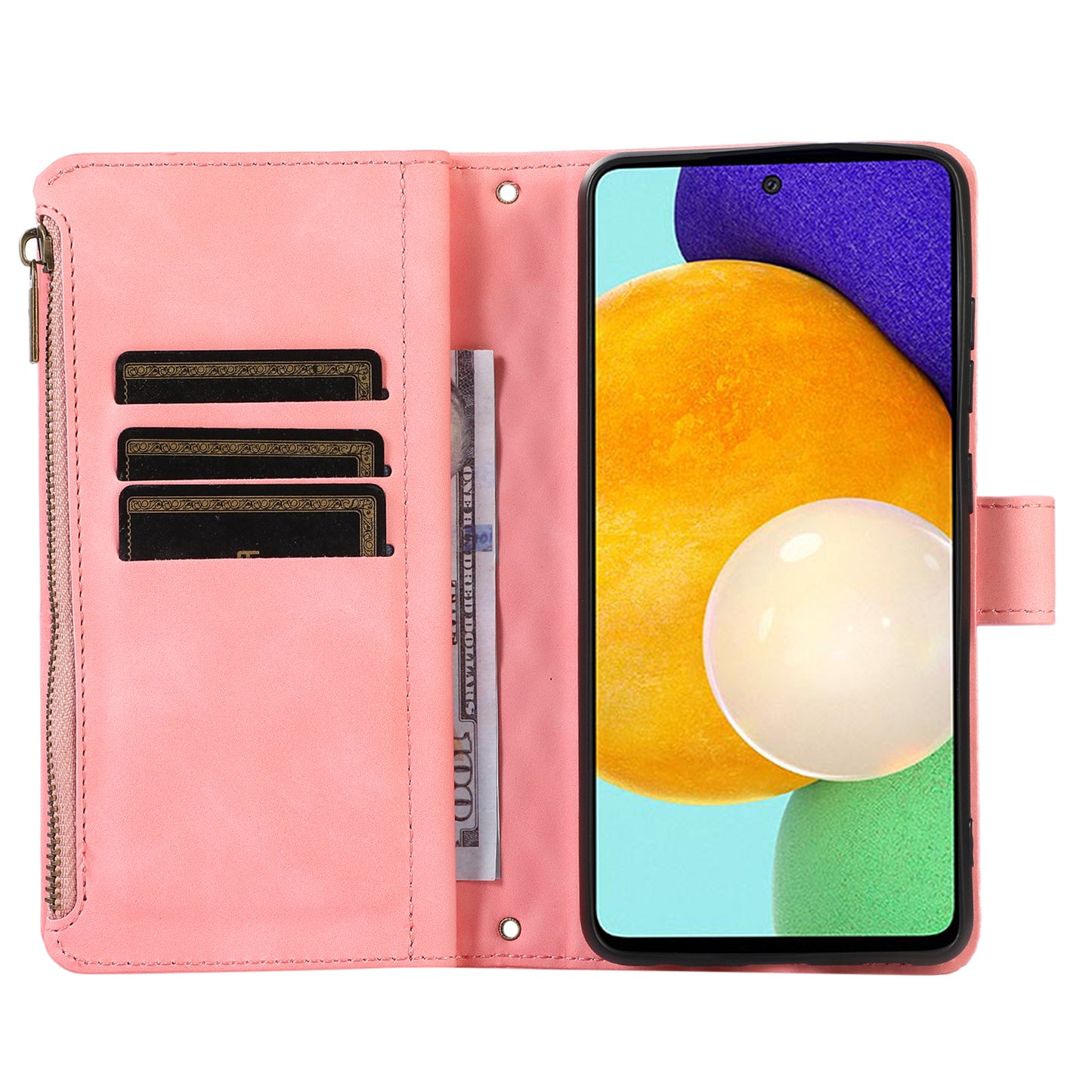 For Samsung Galaxy A32 5G / M32 5G Rhombus Design Zipper Pocket Leather Phone Case  9 Card Slots Wallet Stand Cover