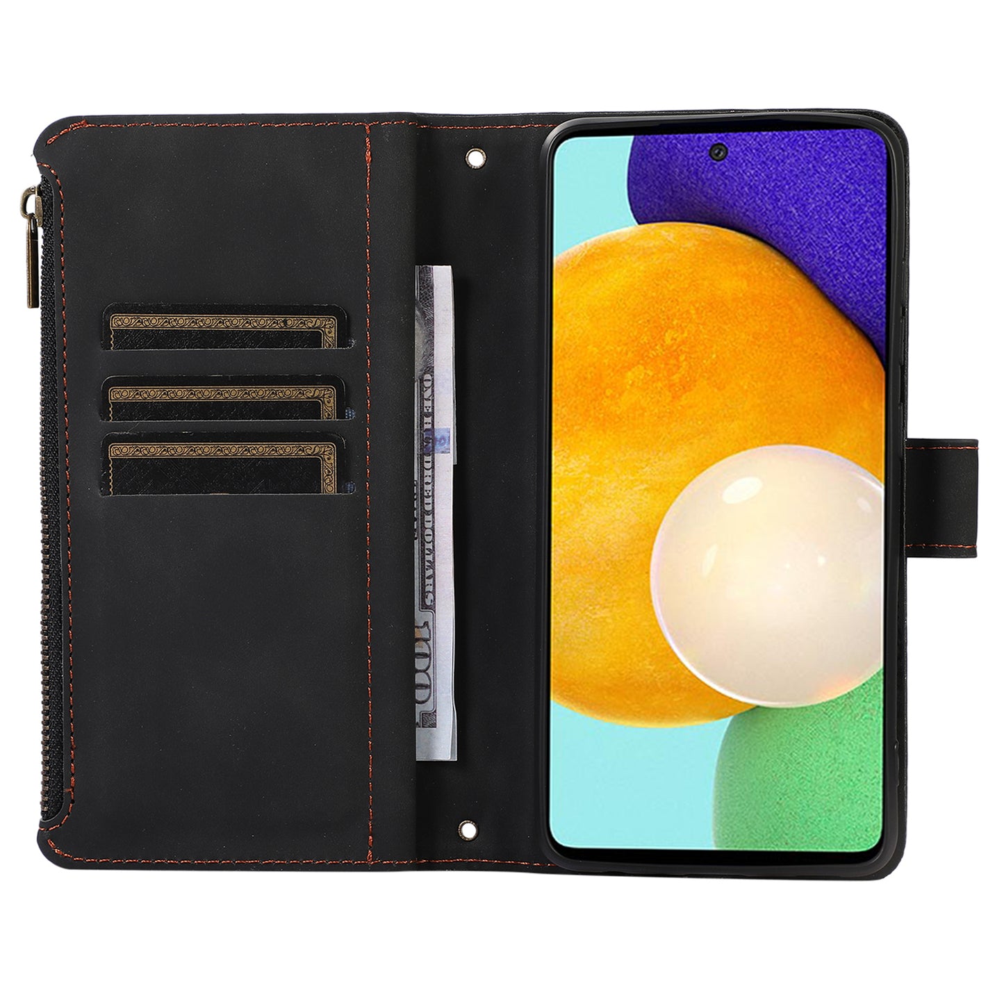For Samsung Galaxy A32 5G / M32 5G Rhombus Design Zipper Pocket Leather Phone Case  9 Card Slots Wallet Stand Cover