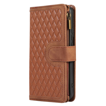 For Samsung Galaxy S21 FE 5G Zipper Pocket 9 Card Slots Phone Case PU Leather Wallet Stand Anti-drop Cover