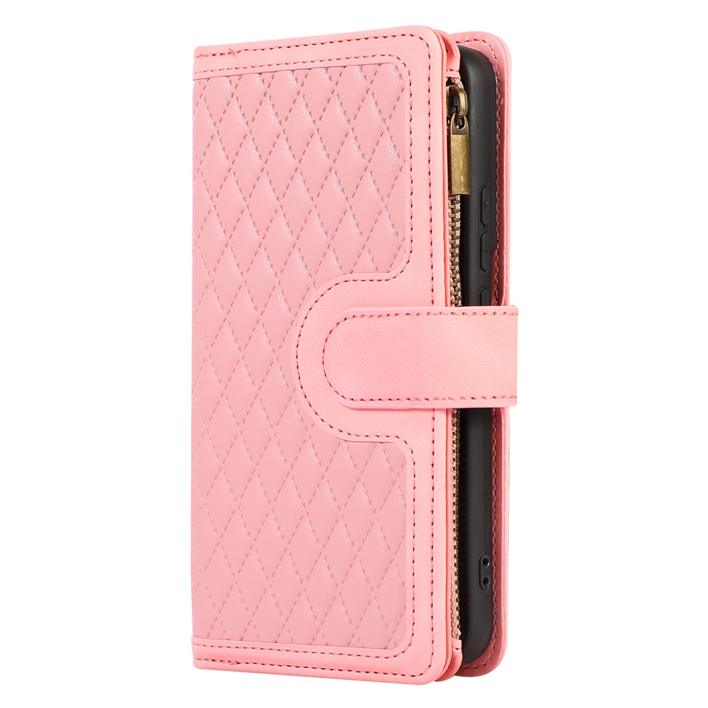 For Samsung Galaxy S21 FE 5G Zipper Pocket 9 Card Slots Phone Case PU Leather Wallet Stand Anti-drop Cover