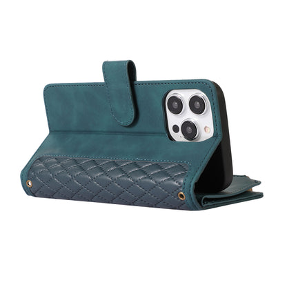 For iPhone 12 / 12 Pro 6.1 inch Zipper Pocket Leather Protective Shell Wallet Stand Phone Case with 9 Card Slots