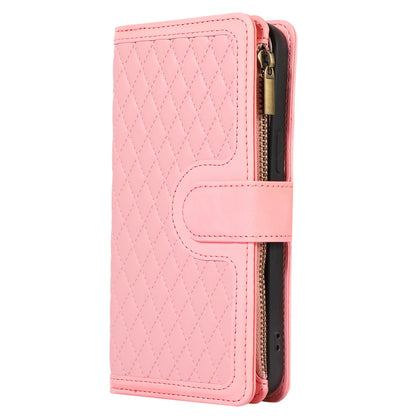 For iPhone 12 / 12 Pro 6.1 inch Zipper Pocket Leather Protective Shell Wallet Stand Phone Case with 9 Card Slots