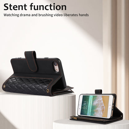 For iPhone 7 / 8 4.7 inch / SE (2022) / (2020) Imprinted Phone Case 9 Card Slots Leather Wallet Stand Cover with Zipper Pocket