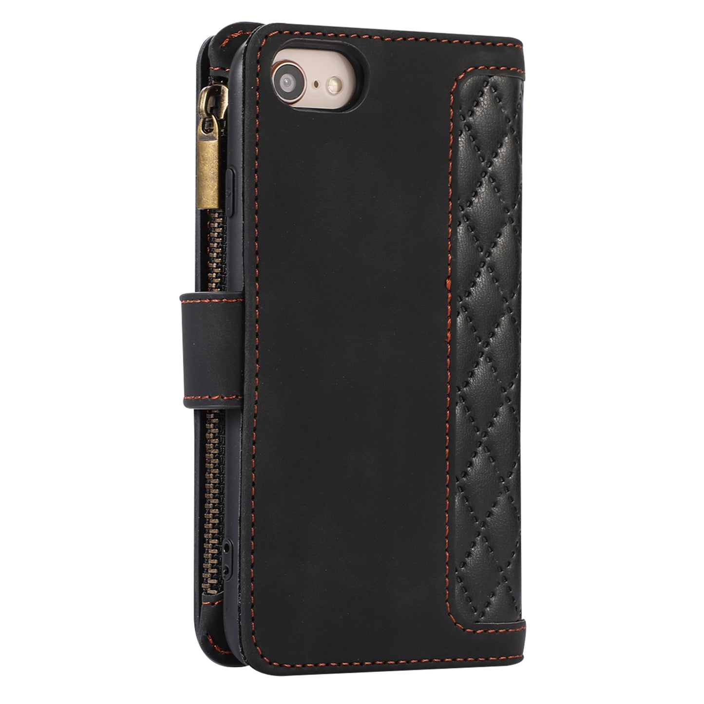 For iPhone 7 / 8 4.7 inch / SE (2022) / (2020) Imprinted Phone Case 9 Card Slots Leather Wallet Stand Cover with Zipper Pocket