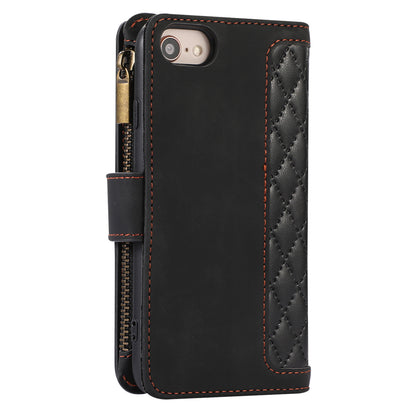 For iPhone 7 / 8 4.7 inch / SE (2022) / (2020) Imprinted Phone Case 9 Card Slots Leather Wallet Stand Cover with Zipper Pocket