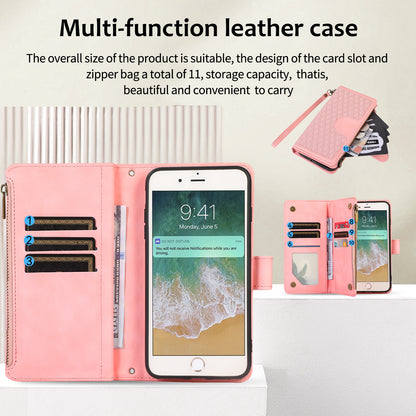 For iPhone 7 / 8 4.7 inch / SE (2022) / (2020) Imprinted Phone Case 9 Card Slots Leather Wallet Stand Cover with Zipper Pocket