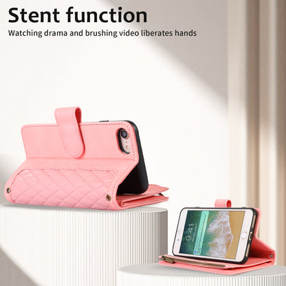 For iPhone 7 / 8 4.7 inch / SE (2022) / (2020) Imprinted Phone Case 9 Card Slots Leather Wallet Stand Cover with Zipper Pocket