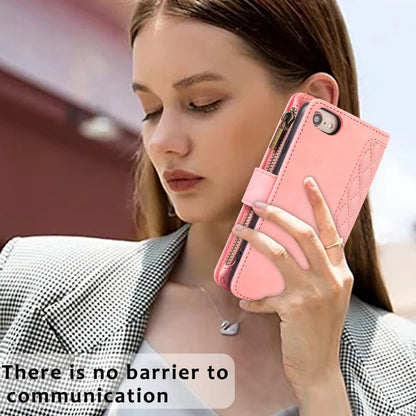 For iPhone 7 / 8 4.7 inch / SE (2022) / (2020) Imprinted Phone Case 9 Card Slots Leather Wallet Stand Cover with Zipper Pocket