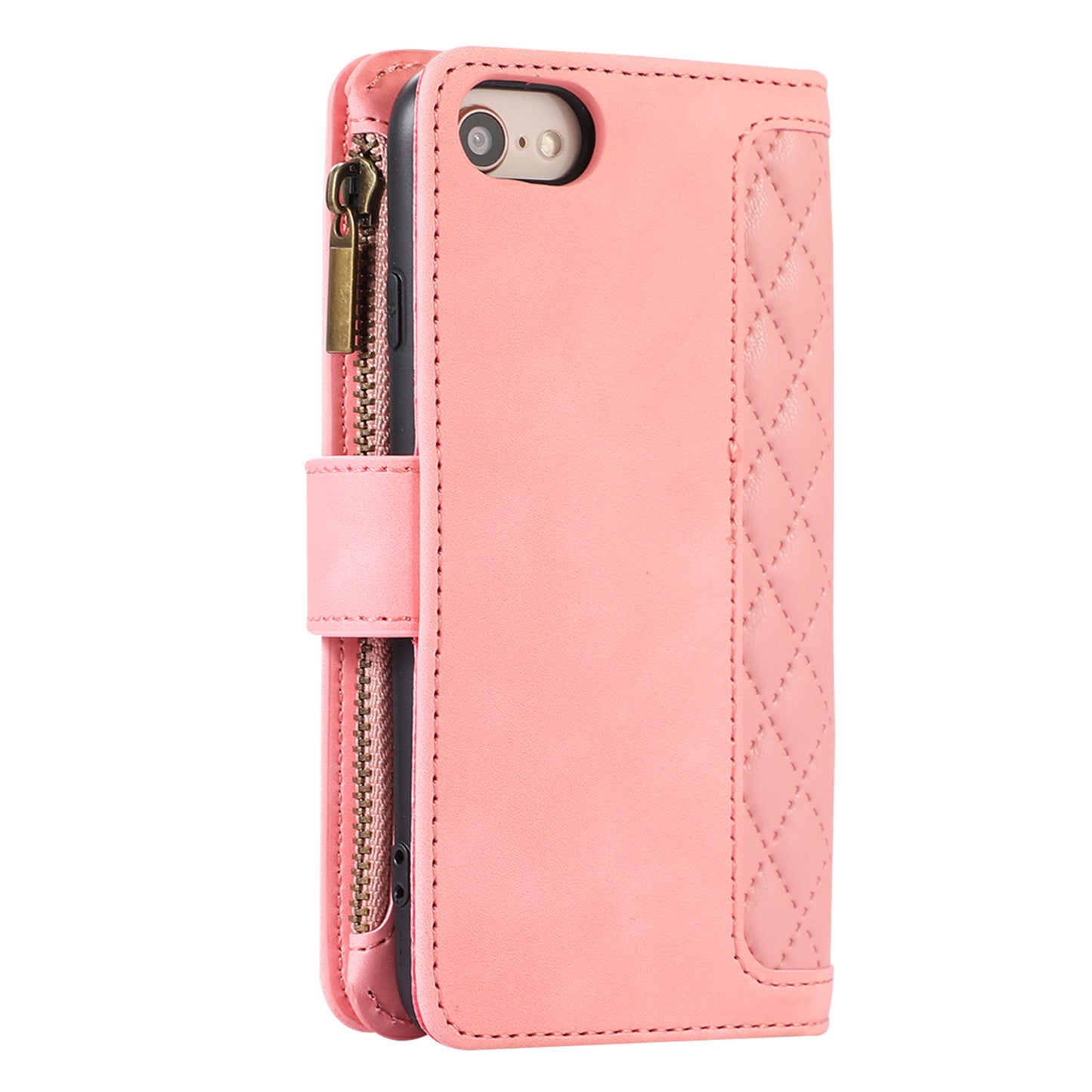 For iPhone 7 / 8 4.7 inch / SE (2022) / (2020) Imprinted Phone Case 9 Card Slots Leather Wallet Stand Cover with Zipper Pocket