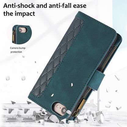 For iPhone 7 / 8 4.7 inch / SE (2022) / (2020) Imprinted Phone Case 9 Card Slots Leather Wallet Stand Cover with Zipper Pocket