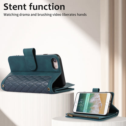 For iPhone 7 / 8 4.7 inch / SE (2022) / (2020) Imprinted Phone Case 9 Card Slots Leather Wallet Stand Cover with Zipper Pocket