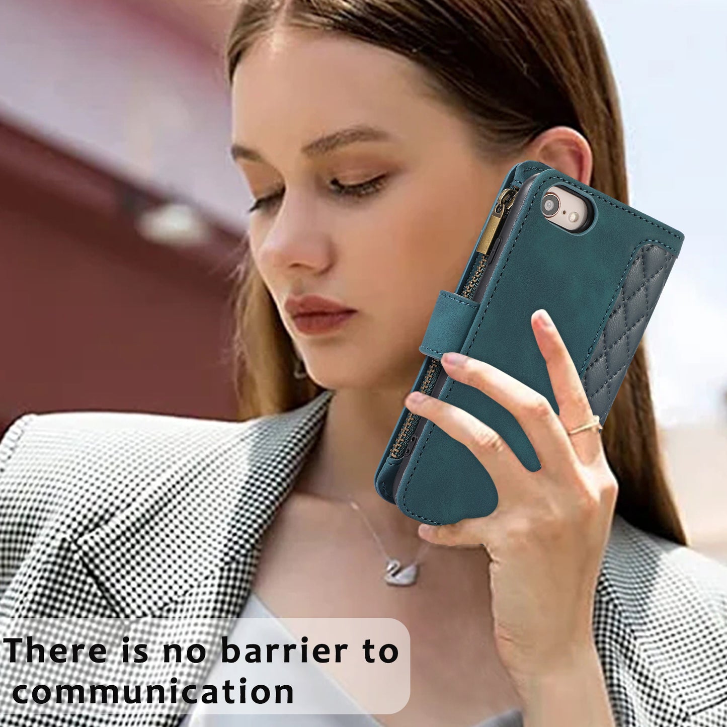 For iPhone 7 / 8 4.7 inch / SE (2022) / (2020) Imprinted Phone Case 9 Card Slots Leather Wallet Stand Cover with Zipper Pocket