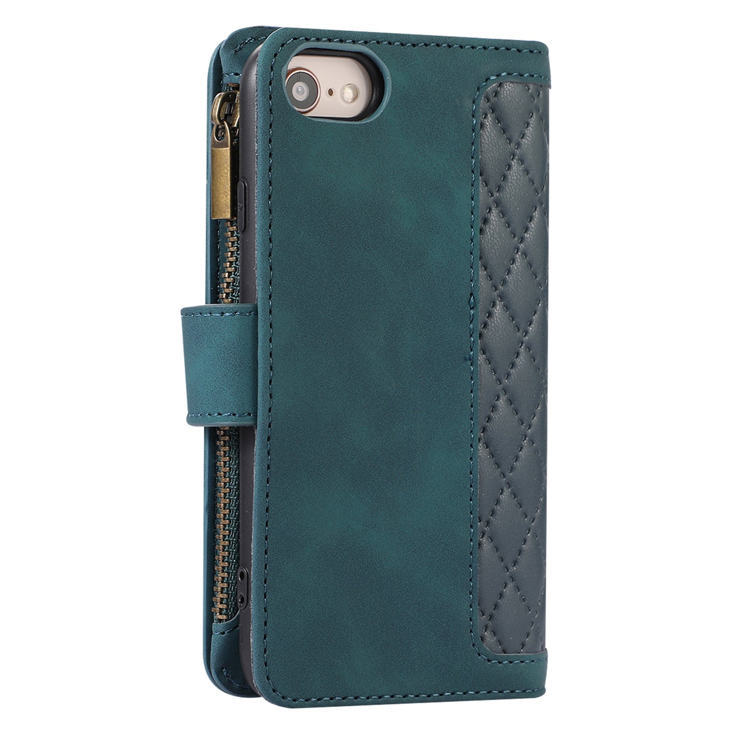 For iPhone 7 / 8 4.7 inch / SE (2022) / (2020) Imprinted Phone Case 9 Card Slots Leather Wallet Stand Cover with Zipper Pocket