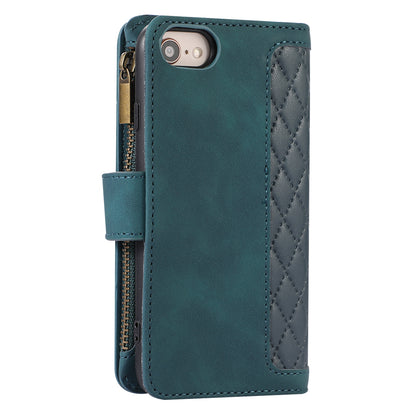 For iPhone 7 / 8 4.7 inch / SE (2022) / (2020) Imprinted Phone Case 9 Card Slots Leather Wallet Stand Cover with Zipper Pocket