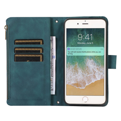 For iPhone 7 / 8 4.7 inch / SE (2022) / (2020) Imprinted Phone Case 9 Card Slots Leather Wallet Stand Cover with Zipper Pocket