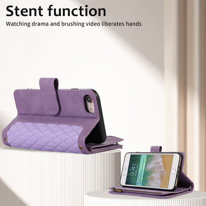 For iPhone 7 / 8 4.7 inch / SE (2022) / (2020) Imprinted Phone Case 9 Card Slots Leather Wallet Stand Cover with Zipper Pocket