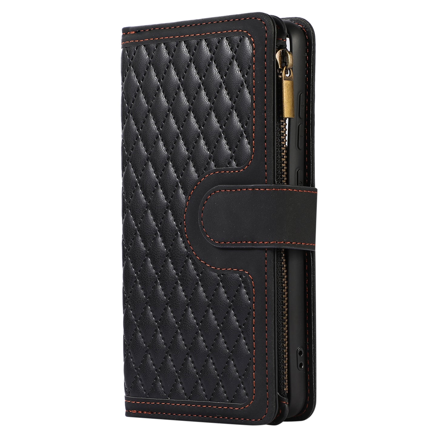 For Samsung Galaxy A32 4G (EU Version) Rhombus Imprint Zipper Pocket Wallet Phone Case Leather Card Holder Stand Cover