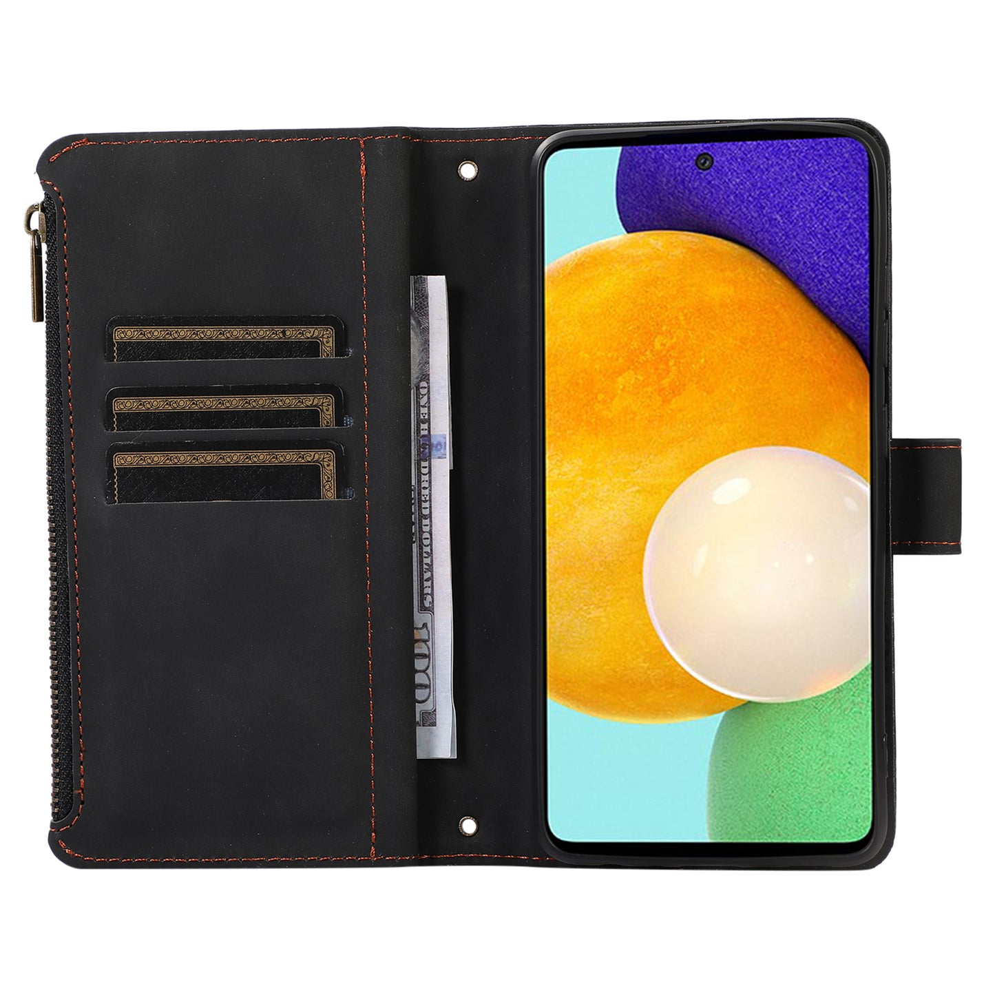 For Samsung Galaxy A32 4G (EU Version) Rhombus Imprint Zipper Pocket Wallet Phone Case Leather Card Holder Stand Cover