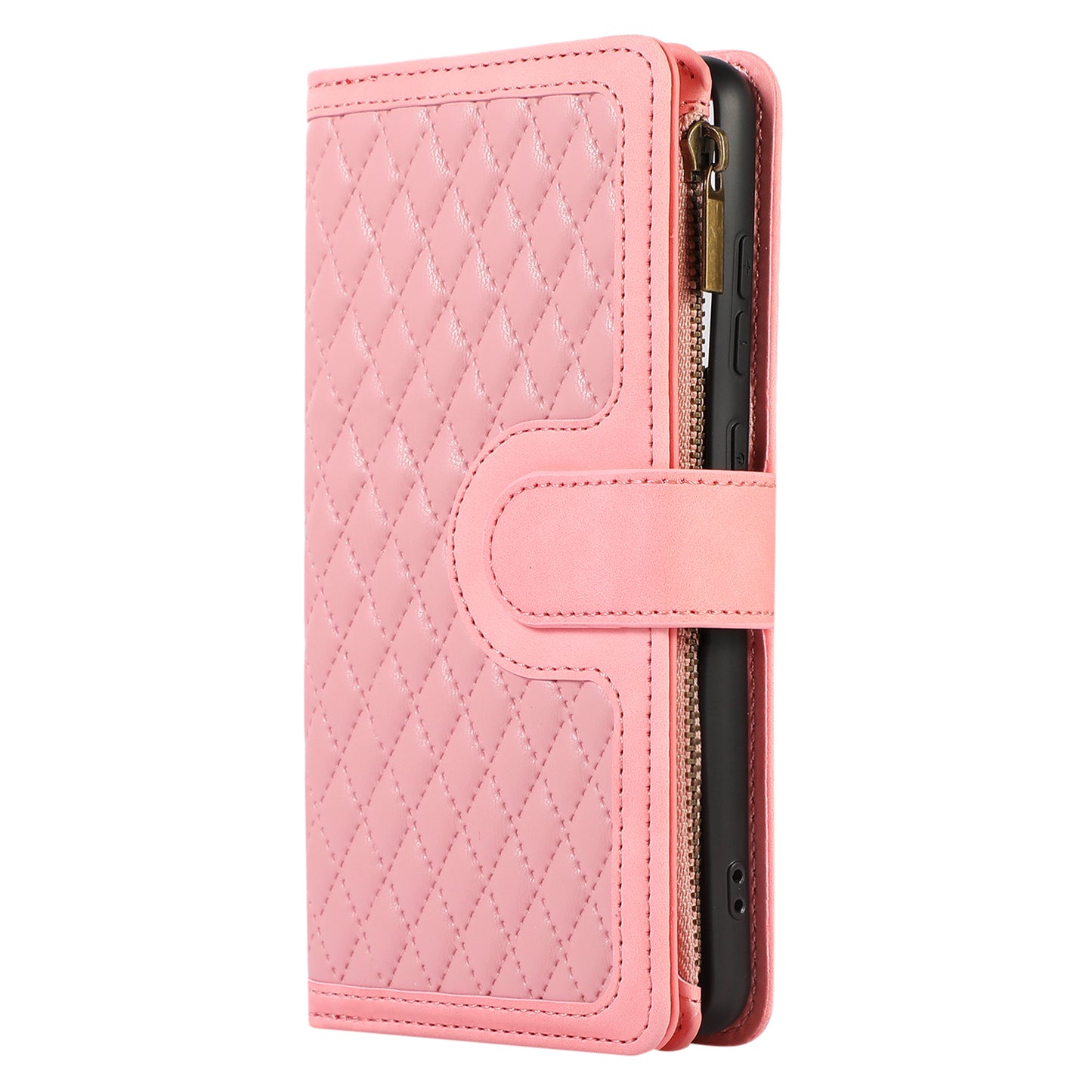 For Samsung Galaxy A32 4G (EU Version) Rhombus Imprint Zipper Pocket Wallet Phone Case Leather Card Holder Stand Cover