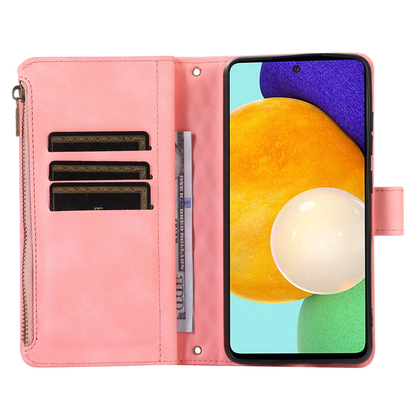 For Samsung Galaxy A32 4G (EU Version) Rhombus Imprint Zipper Pocket Wallet Phone Case Leather Card Holder Stand Cover