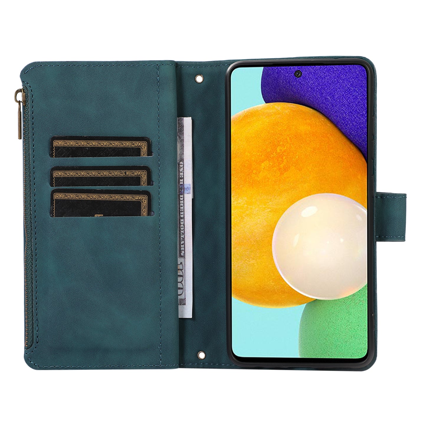 For Samsung Galaxy A32 4G (EU Version) Rhombus Imprint Zipper Pocket Wallet Phone Case Leather Card Holder Stand Cover