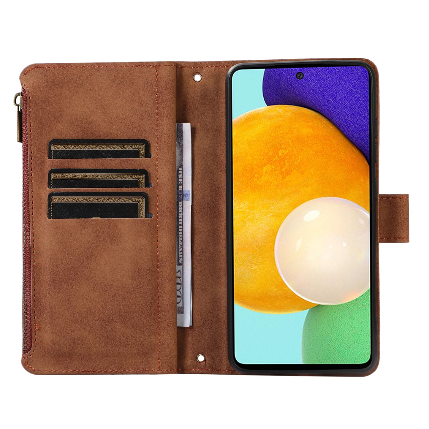 For Samsung Galaxy A32 4G (EU Version) Rhombus Imprint Zipper Pocket Wallet Phone Case Leather Card Holder Stand Cover