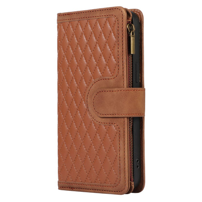 For iPhone 13 Pro Max 6.7 inch PU Leather 9 Card Slots Wallet Phone Case Imprinted Zipper Pocket Flip Stand Cover