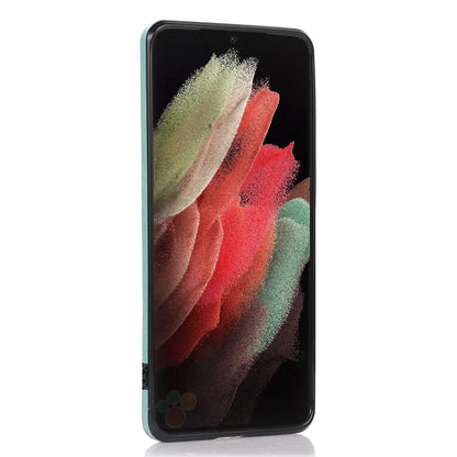 Phone Cover for Samsung Galaxy S22 Ultra 5G Card Holder Kickstand PU Leather+TPU Case with Shoulder Strap