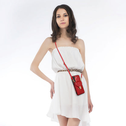 Phone Cover for Samsung Galaxy S23+ PU Leather+TPU Card Holder Kickstand Case with Shoulder Strap