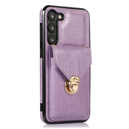 Phone Cover for Samsung Galaxy S23+ PU Leather+TPU Card Holder Kickstand Case with Shoulder Strap