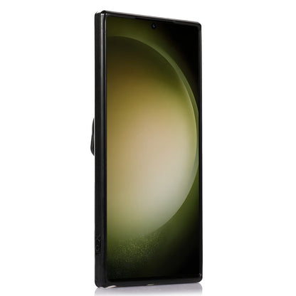 For Samsung Galaxy S23 Ultra Card Holder Phone Cover Kickstand PU Leather+TPU Case with Shoulder Strap