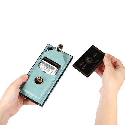 For Samsung Galaxy S23 Ultra Card Holder Phone Cover Kickstand PU Leather+TPU Case with Shoulder Strap