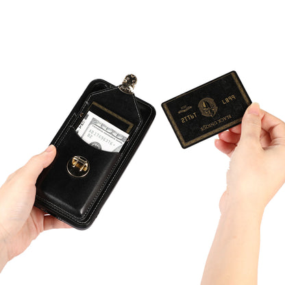 PU Leather+TPU Case for Samsung Galaxy S23 Card Holder Kickstand Phone Cover with Shoulder Strap