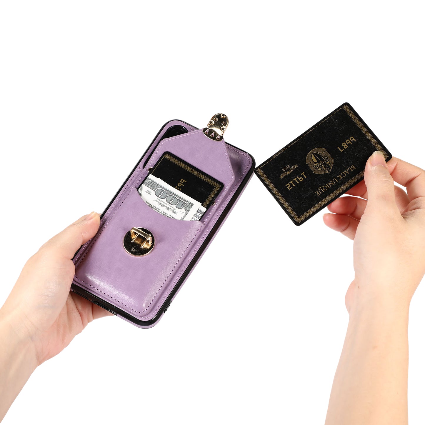 PU Leather+TPU Case for Samsung Galaxy S23 Card Holder Kickstand Phone Cover with Shoulder Strap