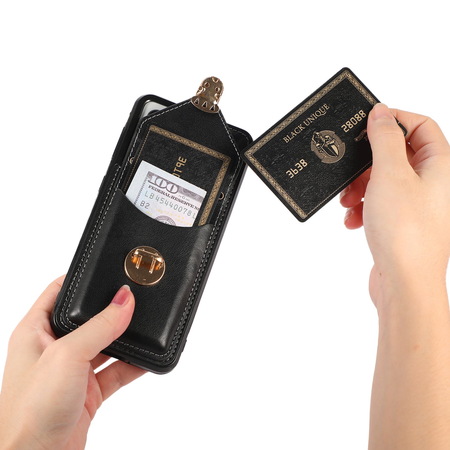 Card Holder Case for Samsung Galaxy S22+ 5G Kickstand PU Leather+TPU Phone Cover with Shoulder Strap