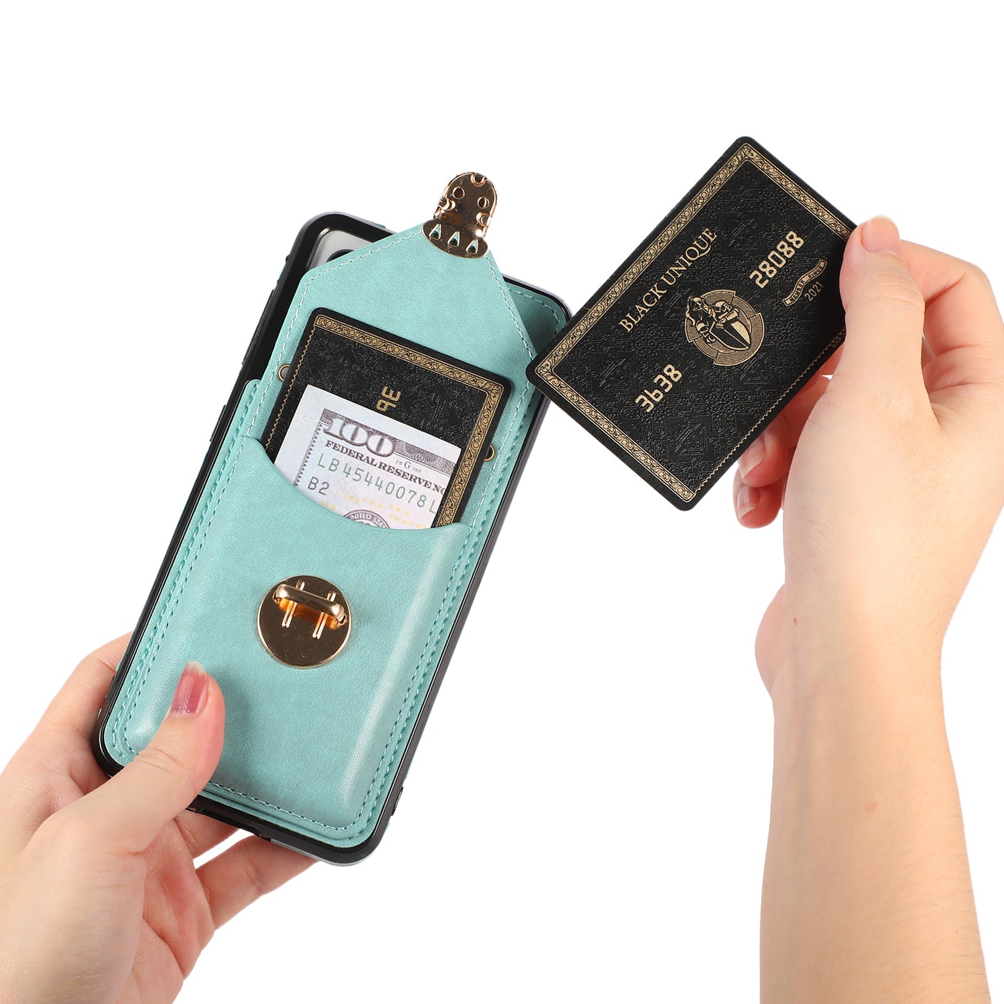 Scratch Proof Case for Samsung Galaxy S22 5G Card Holder Kickstand PU Leather+TPU Phone Cover