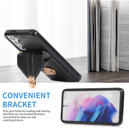 Anti-drop Case for Samsung Galaxy S21+ 5G Card Holder Kickstand PU Leather+TPU Phone Cover