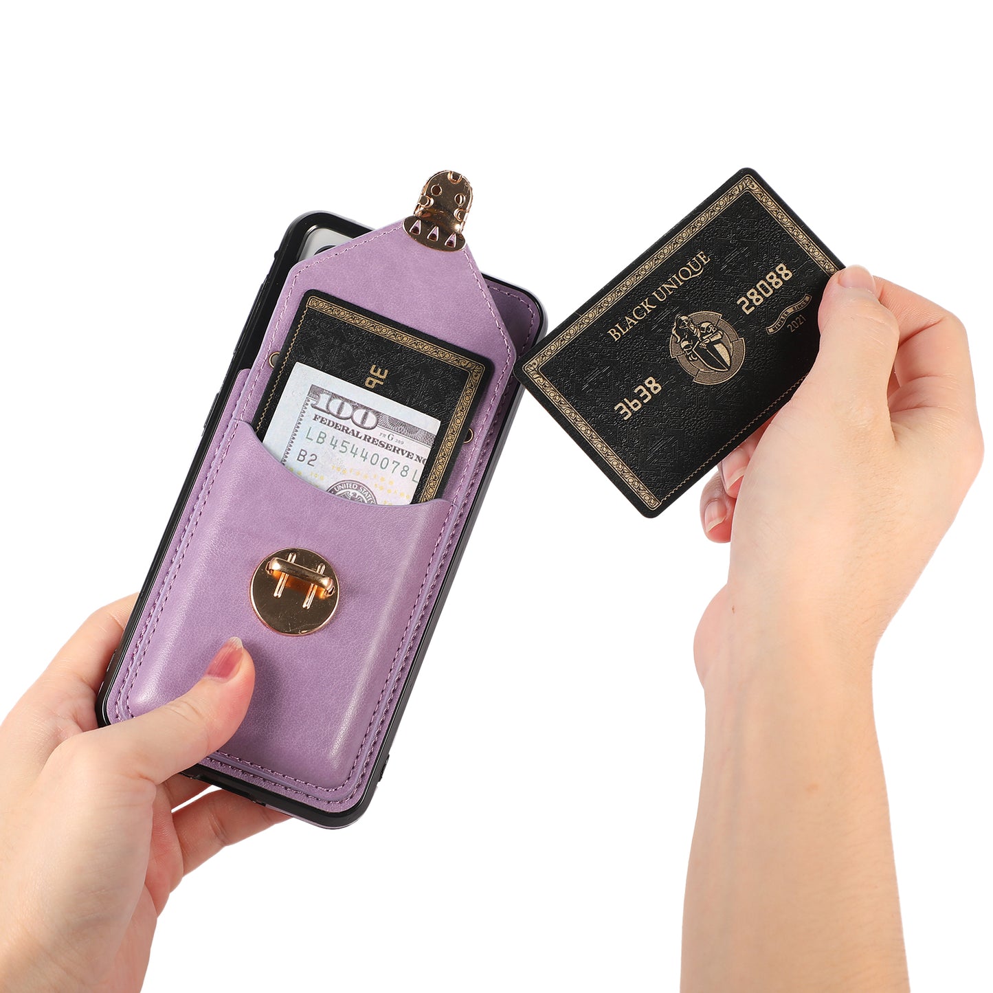 Anti-drop Case for Samsung Galaxy S21+ 5G Card Holder Kickstand PU Leather+TPU Phone Cover