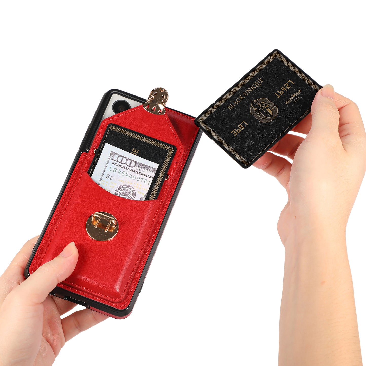 For Samsung Galaxy S21 Ultra 5G Card Holder Kickstand PU Leather+TPU Phone Cover with Shoulder Strap