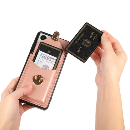 For Samsung Galaxy S21 Ultra 5G Card Holder Kickstand PU Leather+TPU Phone Cover with Shoulder Strap