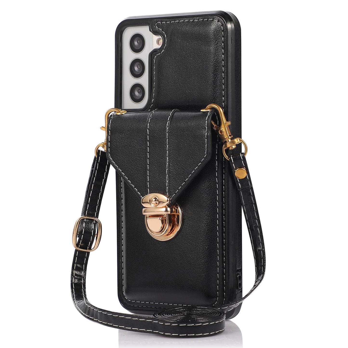 For Samsung Galaxy S21 4G / 5G Card Holder Drop-proof Case Kickstand PU Leather+TPU Phone Cover