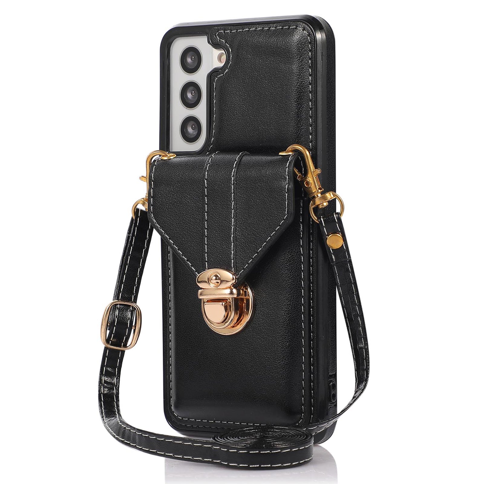 For Samsung Galaxy S21 4G / 5G Card Holder Drop-proof Case Kickstand PU Leather+TPU Phone Cover